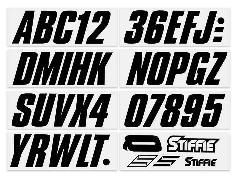 Stiffie ملصقات تسجيل قارب و PWC STIFFIE Shift سوداء 3" â€¢ أرقام حروف ملصقات - Image 3